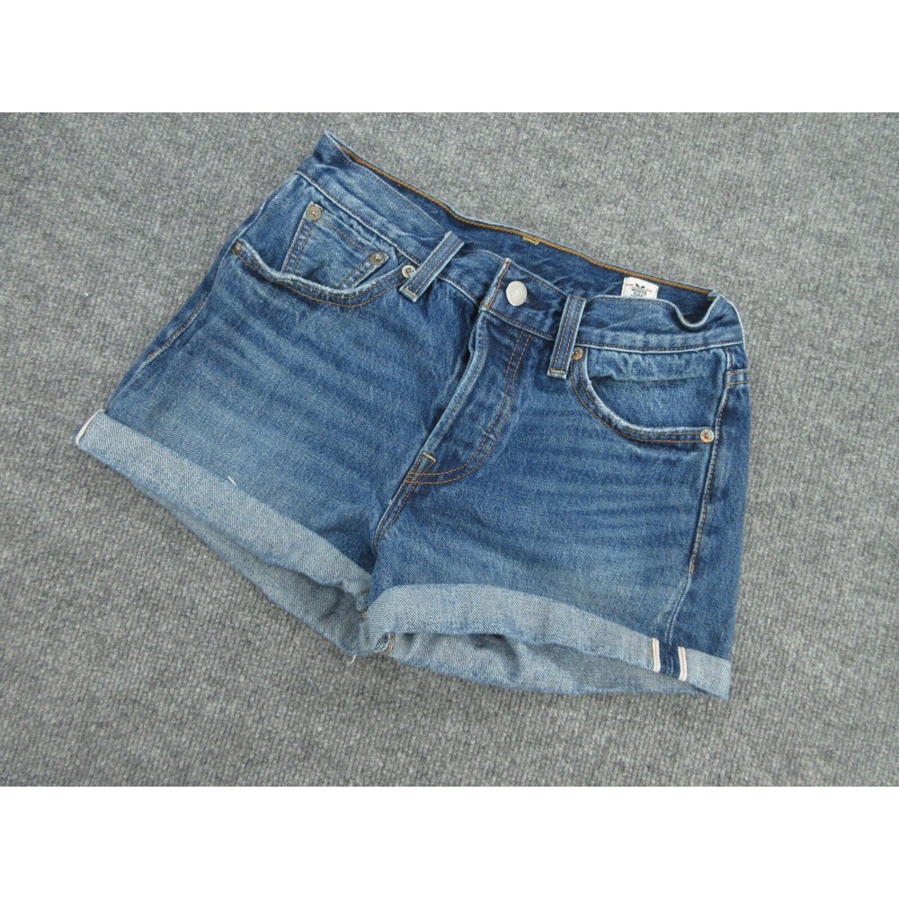 Levi's Women Denim Shorts 501 High Rise Blue White Oak Cone Denim 25
